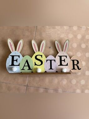 Easter Bunny Egg Wooden Wall Decor - Pastel Multi